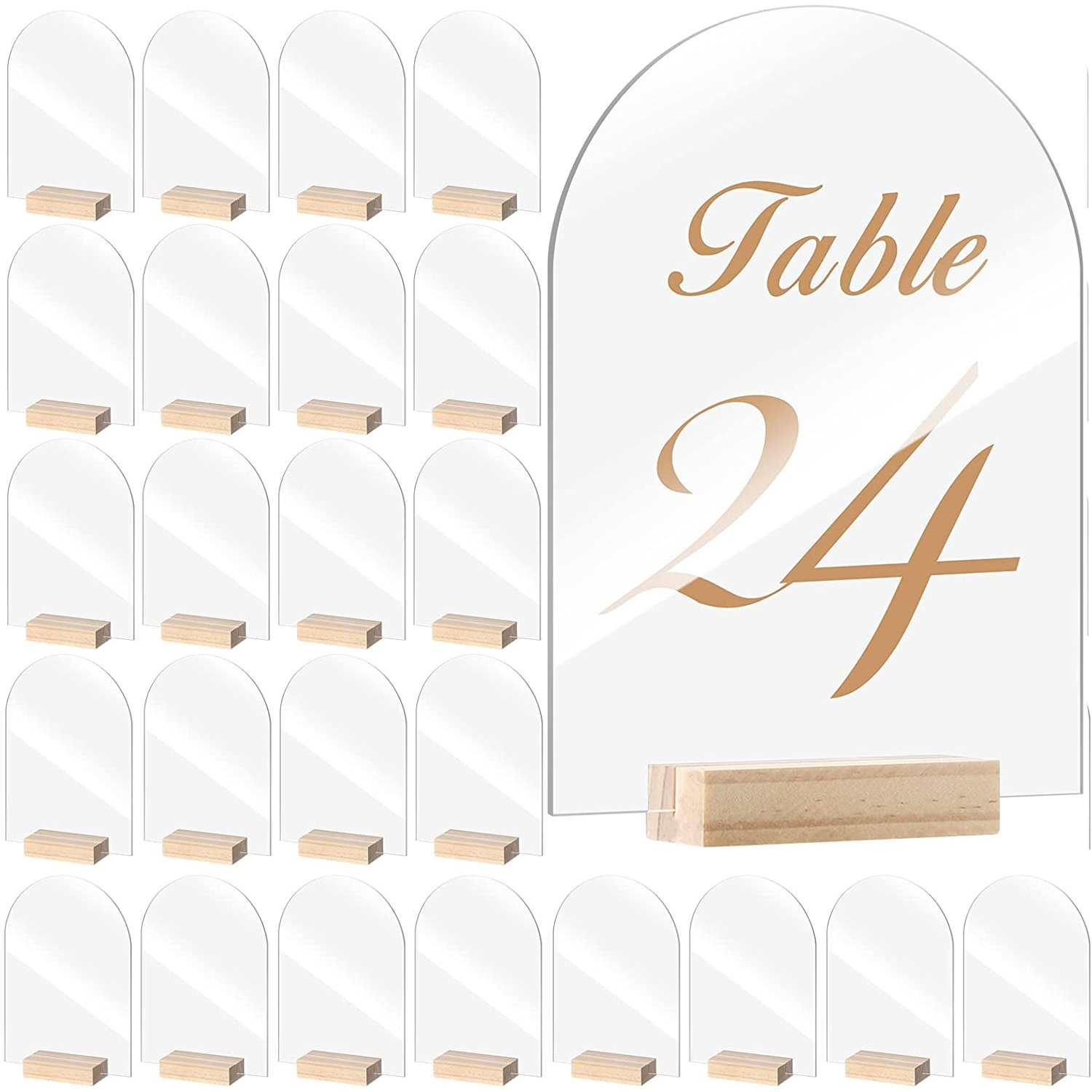 Table Number Gold - 10/20/30/50PCS Arch ป้ายอะคริลิคชุดเปล่า Arch ล้างแผ่นไม้ Place