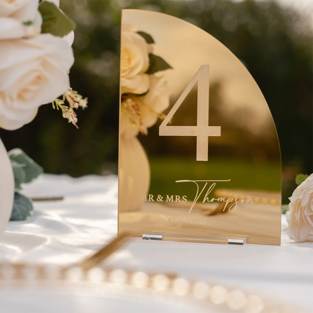Table Number Gold - ป้ายบาร์งานแต่งงานแบบกำหนดเอง อะคริลิคพร้อมป้ายเมนูค็อกเทลกระจกสีทอง ป้ายเครื่องดื่มลายเซ็นแบบกำหนดเองสำหรับตกแต่งโต๊ะงานแต่งงาน